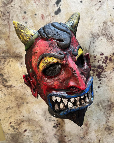 Vintage Devil Mask Pumpkin Pulp Shop Horror Halloween